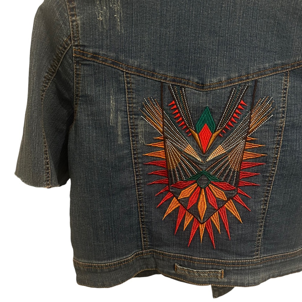 Fair Child Distressed Embroidered Jean Jacket S